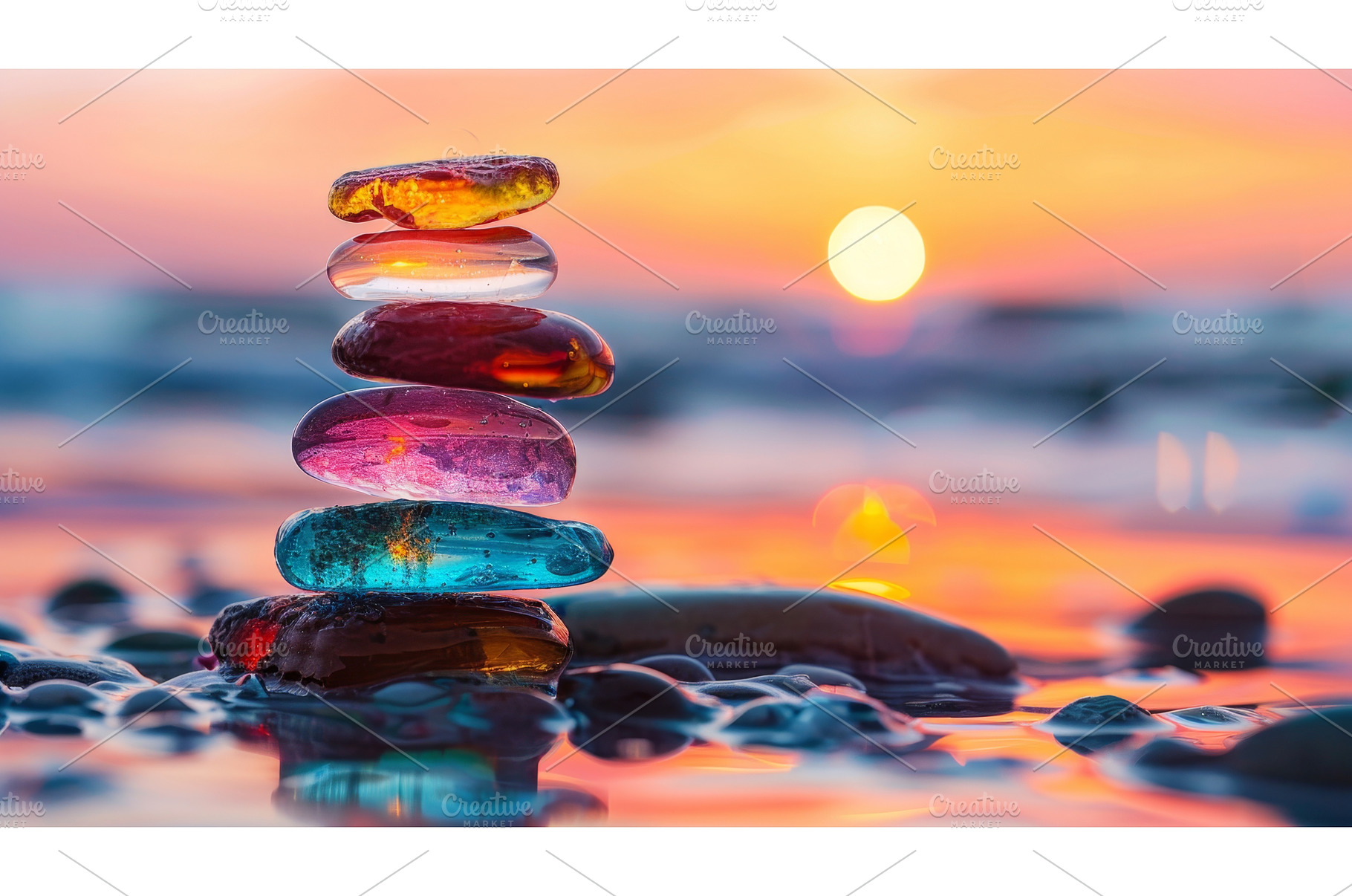 A stack of transparent glass pebbles, a Food & Drink Photo by piter.goskov