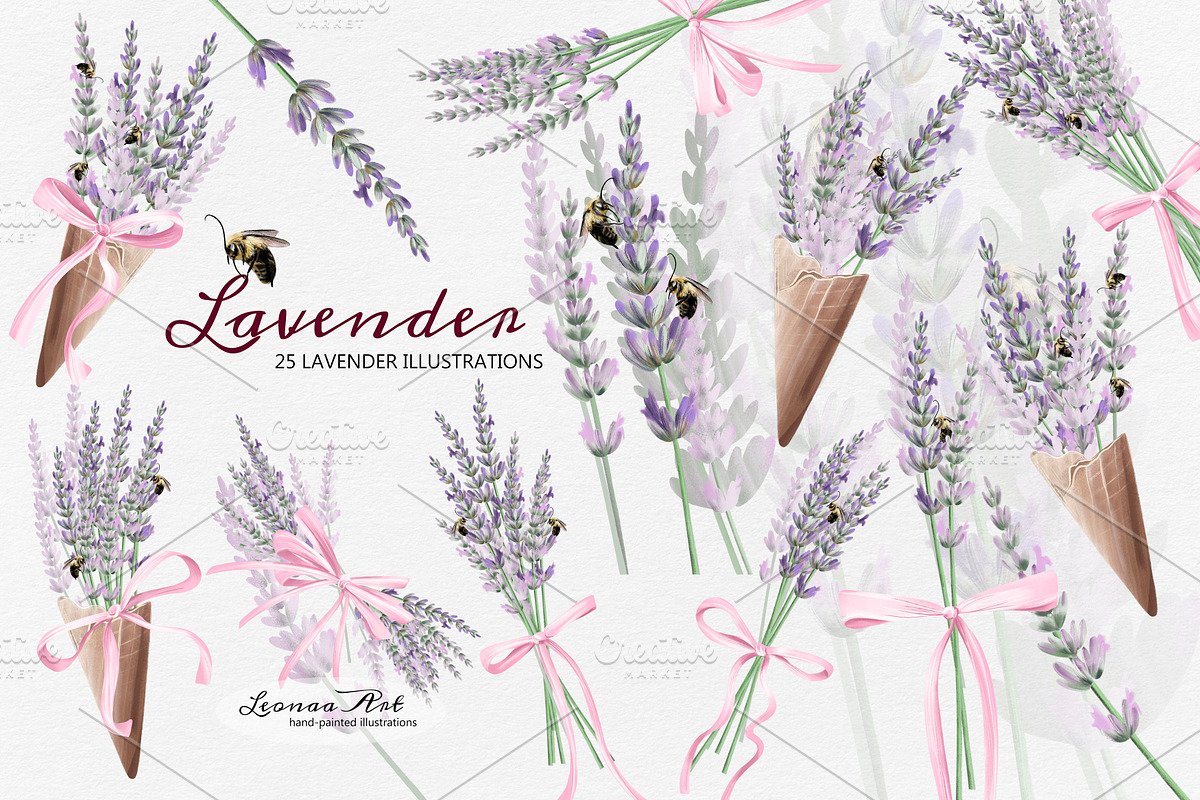 Lavender Clipart Set, a Seasonal Illustration by Leonaa art (Photo 1 of 8)