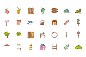 Doodle Garden Illustration Set, an Object Illustration by studiogstock