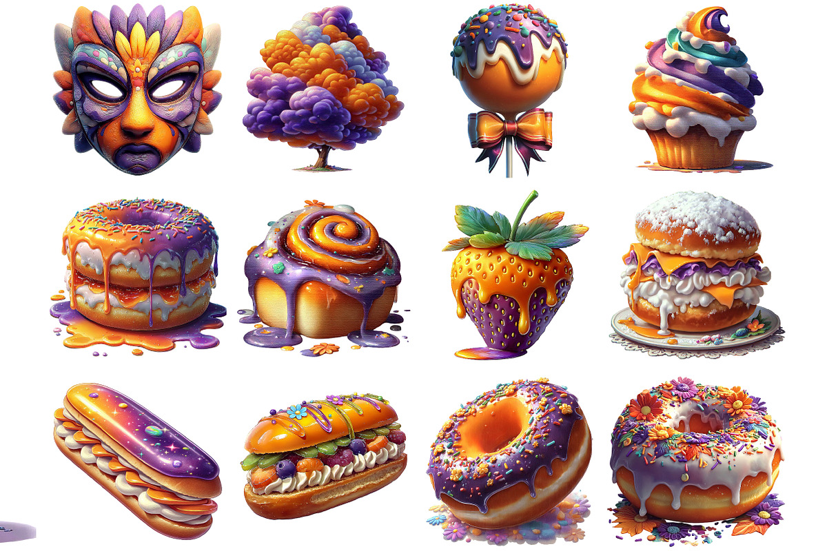 Mardi Gras Fat Tuesday Treats Clipar, an Illustration by DreamArtGraphic (Photo 2 of 4)
