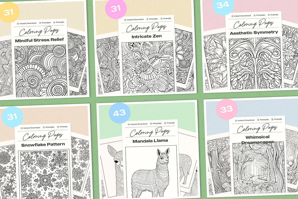 Stress Relief Coloring Pages BUNDLE, an Illustration by Pix Cafe (Photo 3 of 13)