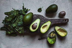 Avocado food on the table stock photo containing background and tree