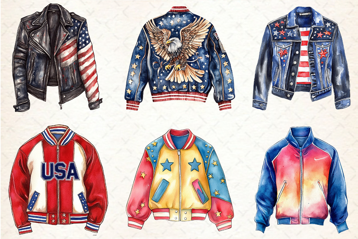 Watercolor 4th of July Jacket Clipar, a Seasonal Illustration by Rose Art (Photo 2 of 4)