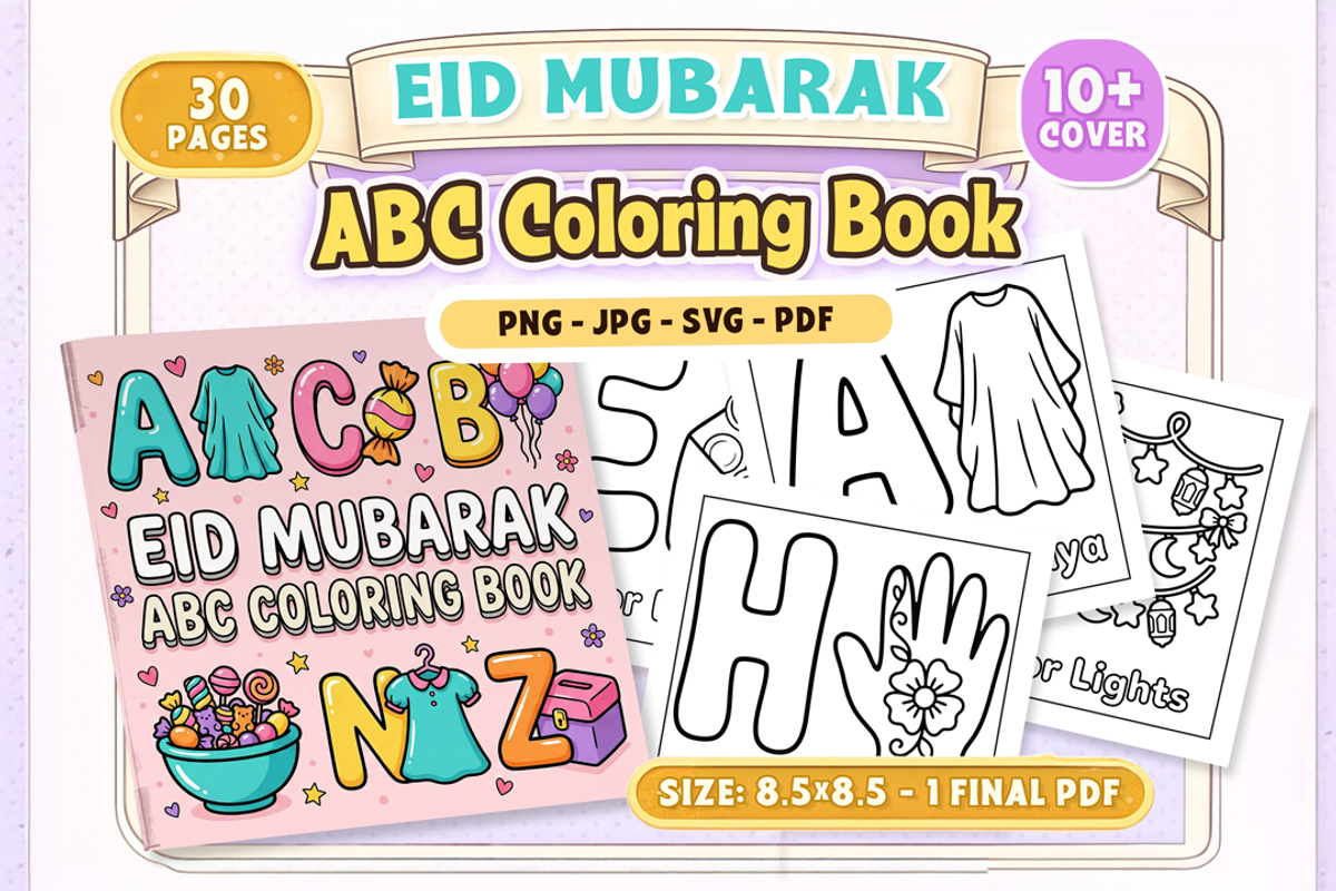 Eid Mubarak ABC Coloring Book, an Education Illustration by Craftsbeefy (Photo 1 of 4)