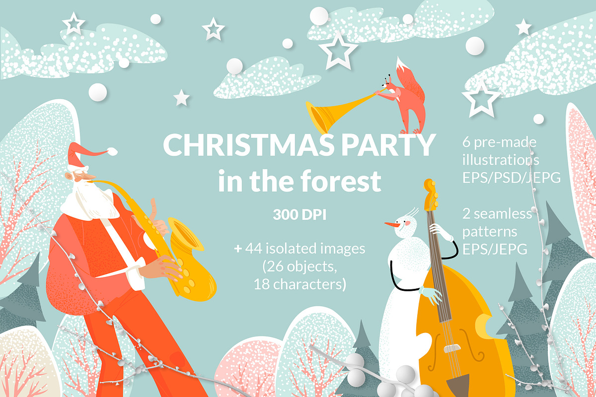 Christmas party in the forest, a Background Graphic by Masha Naidzionysheva (Photo 1 of 7)