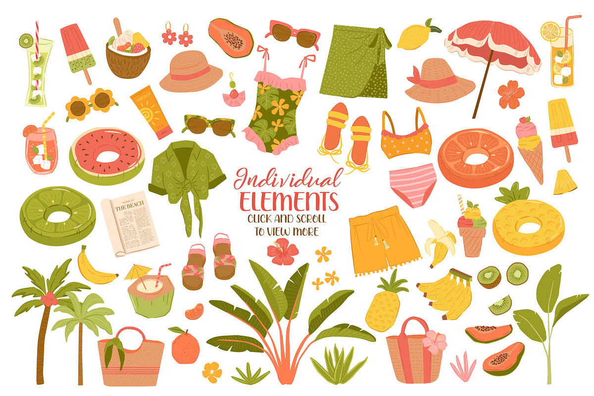Tropical Summer Beach Illustrations, a Background Graphic by CreativeChristiana (Photo 3 of 14)