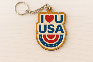 I Love USA Keychain SVG