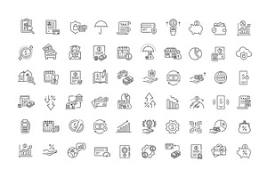 Banking and Investment Line Icons, a Finance Illustration by Tettygreen