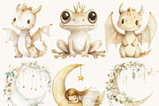 Watercolor Moon Princess Clipart, a Person Illustration by SparkyDesignsUS (Thumbnail 5 of 9)
