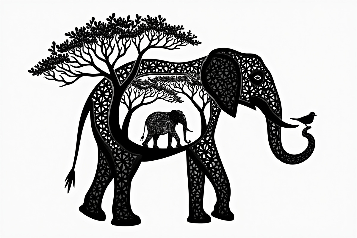 Silhouette of a Cute Elephant vector, an Illustration by Amazin_art (Photo 18 of 21)