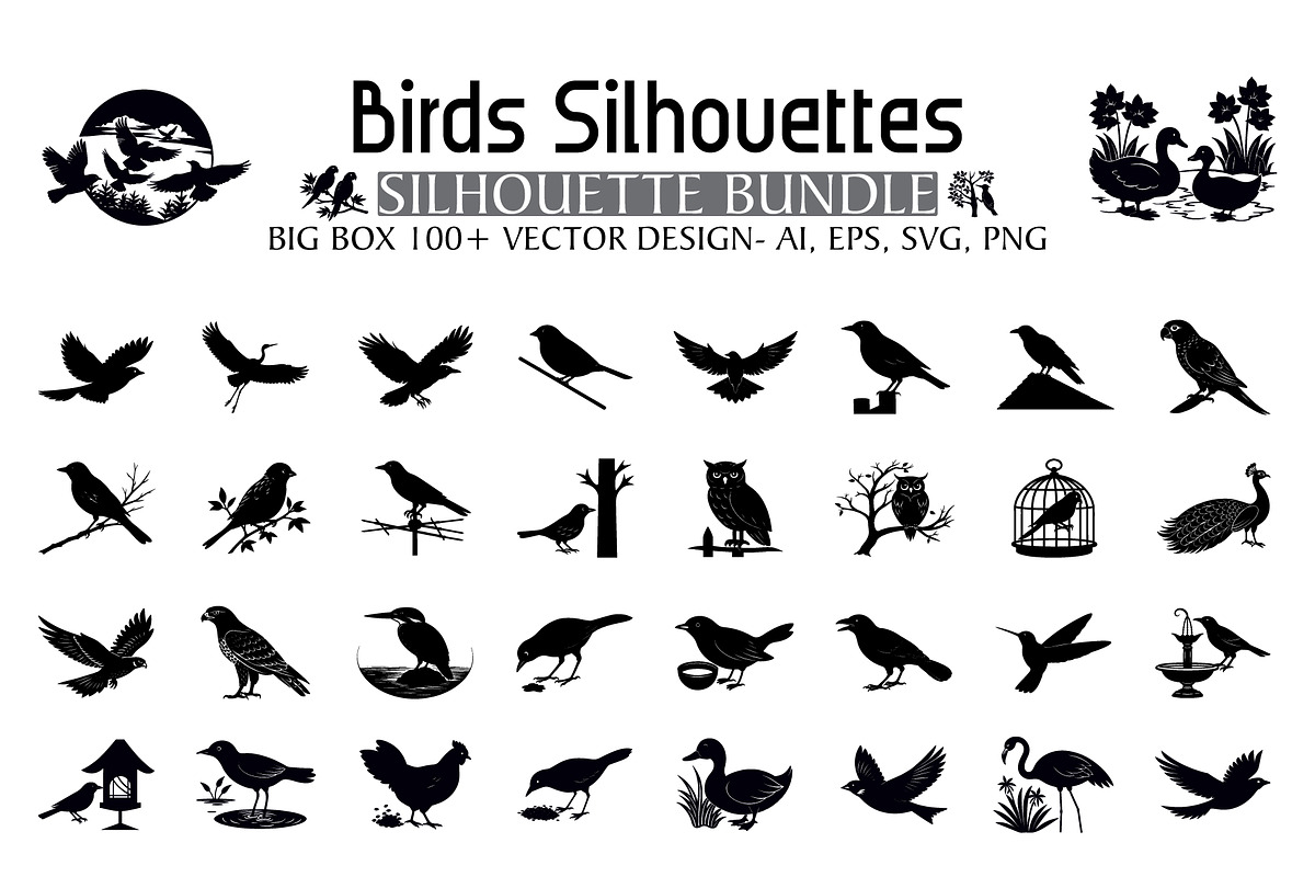 100 Birds Silhouette Bundle, an Illustration by Creative_View (Photo 2 of 4)