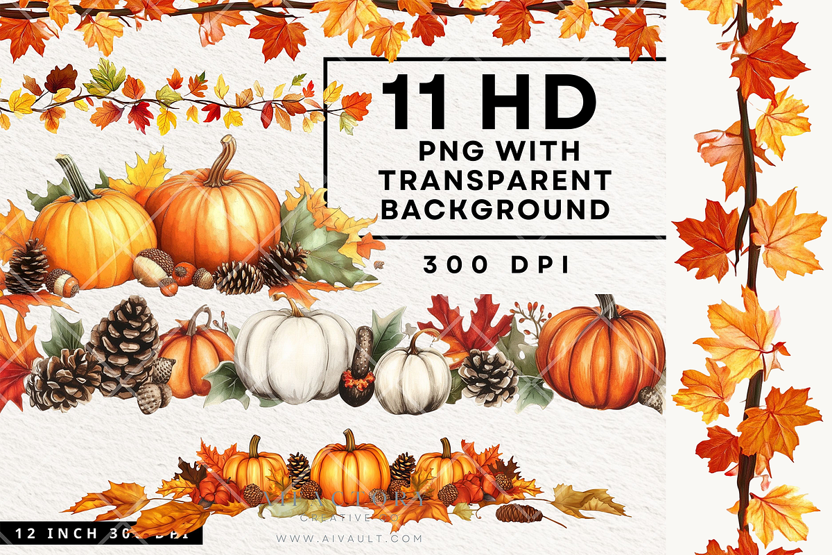 Thanksgiving Clipart Fall Watercolor, an Object Graphic by artinspirestudio (Photo 2 of 10)