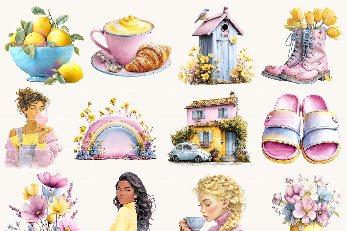 Yellow Spring Summer Planner Clipart, a Seasonal Illustration by BusyDaydesign (Photo 3 of 9)