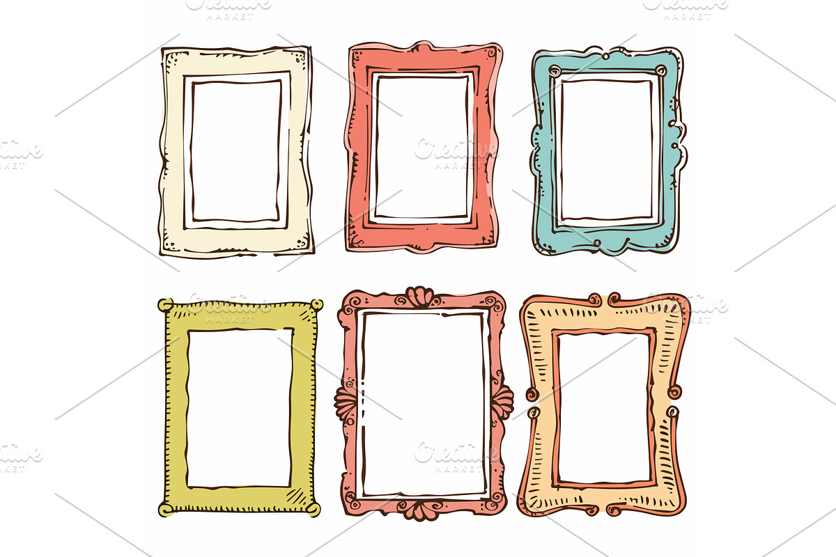 Six colorful handdrawn picture, an Object Illustration by Vectorstockersland