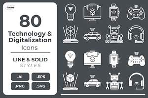 Technology and Digitalization Icons, an Icon by Tekuni