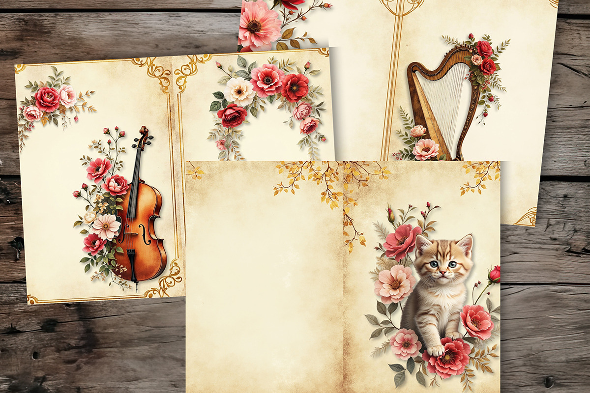 Romantic Roses Junk Journal Pages, a Decorative Illustration by GalaDesign03 (Photo 4 of 6)