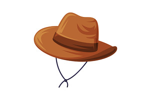 Brown Cowboy Hat With Wide Brims As