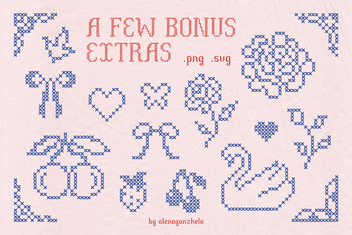 APRIL THREAD - Cross-Stitch Font, a Serif Font by alenaganzhela (Photo 7 of 9)