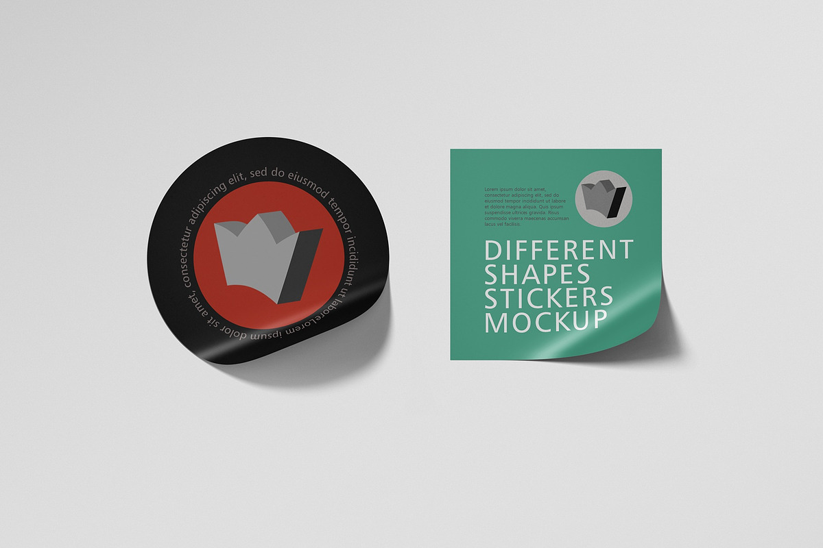 Different Shapes Stickers Mockup, a Packaging Mockup by Tahtagraphic (Photo 6 of 6)
