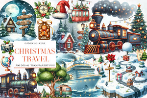 Christmas Travel Clipart, an Illustration by Designworld