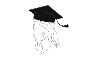 Woman in graduate hat portrait, an Object Illustration by Toltemara