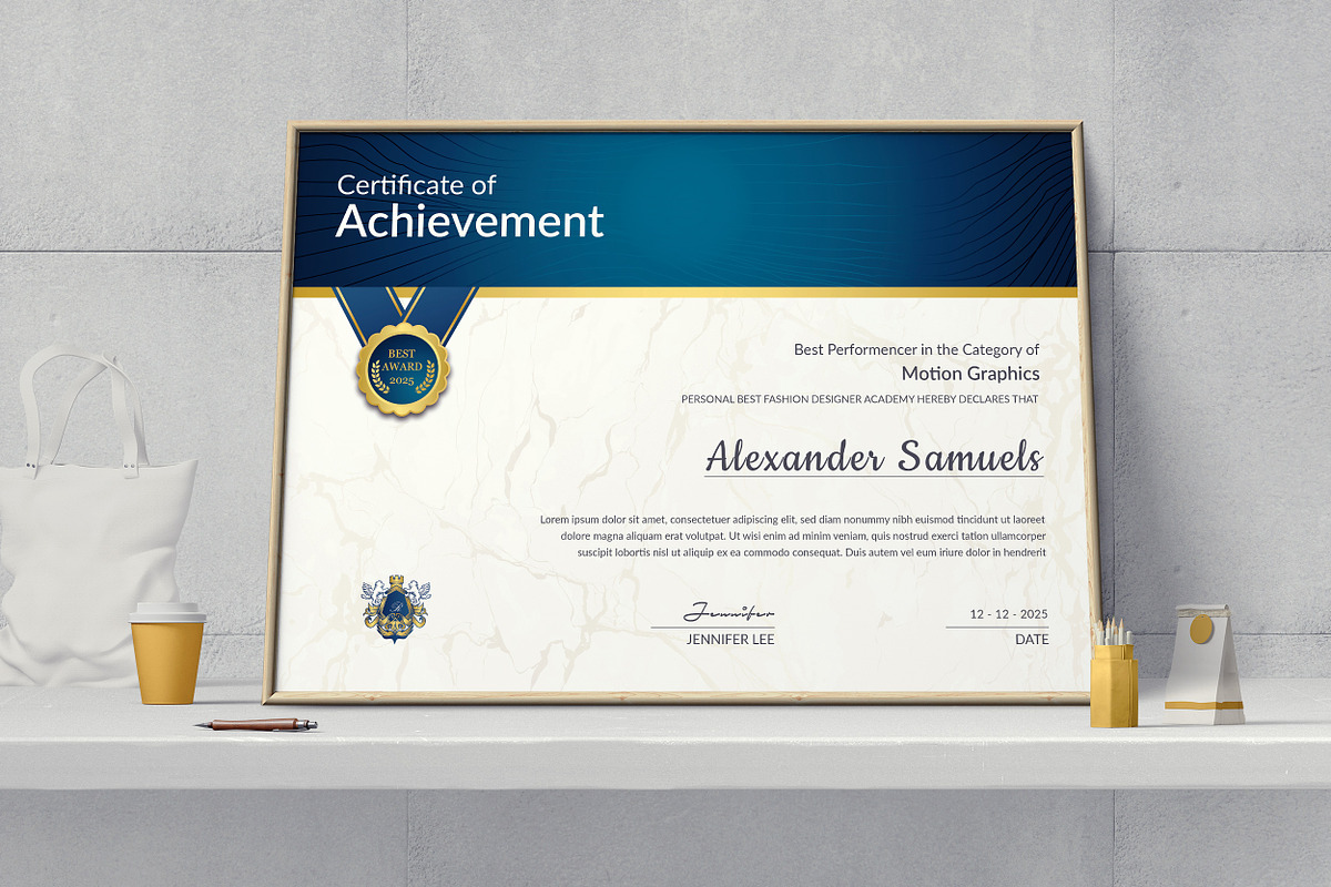 Award Certificate Template, a Stationery Template by ResumeDevisers (Photo 3 of 6)