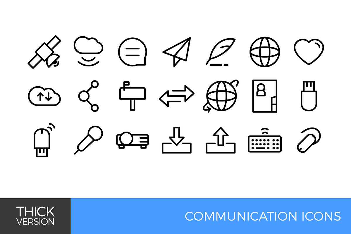 Communication thick line icon set preview 3