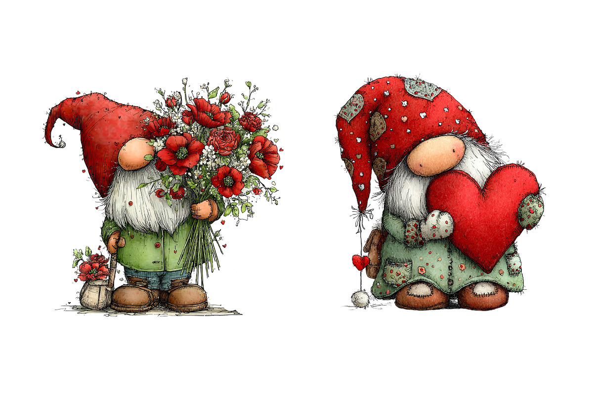 Whimsical Valentine Gnome Clipart, an Illustration by Dream Creation (Photo 7 of 7)