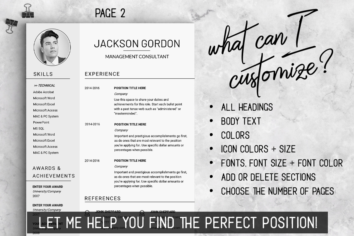 Professional RESUME TEMPLATE / JG, a Resume Template by LevelUpResume (Photo 4 of 5)