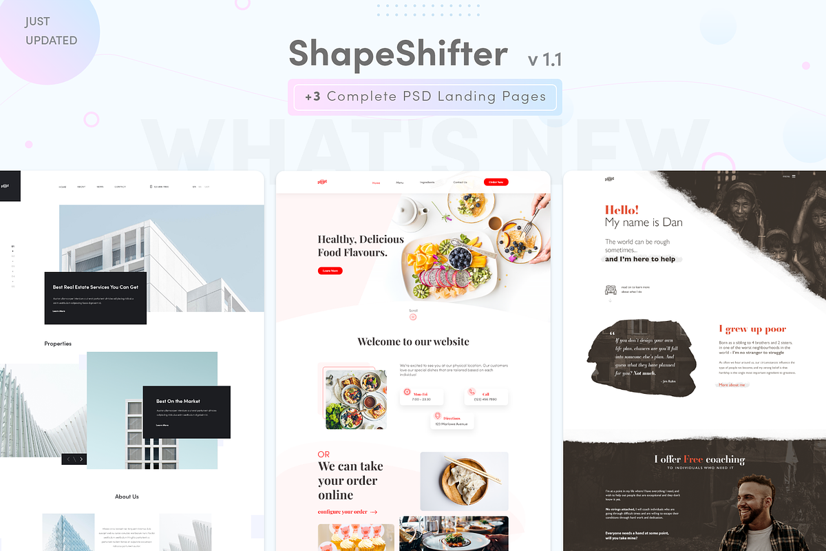 Shapeshifter PSD Landing Page BUNDLE, an UI Kit Template by Dandya Creative
