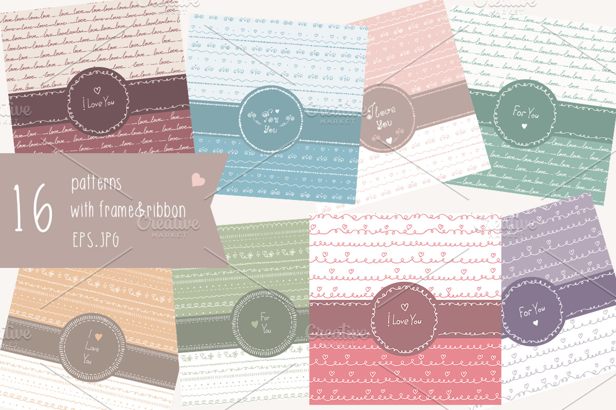 Hand drawn patterns. Love theme preview 3