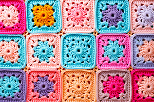 Granny square pattern. Multicolor ai, an Arts & Entertainment Photo by Ocean Digital Art