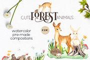 Watercolor Forest Animals, an Object Graphic by Ana-Sakuta (Thumbnail 3 of 18)