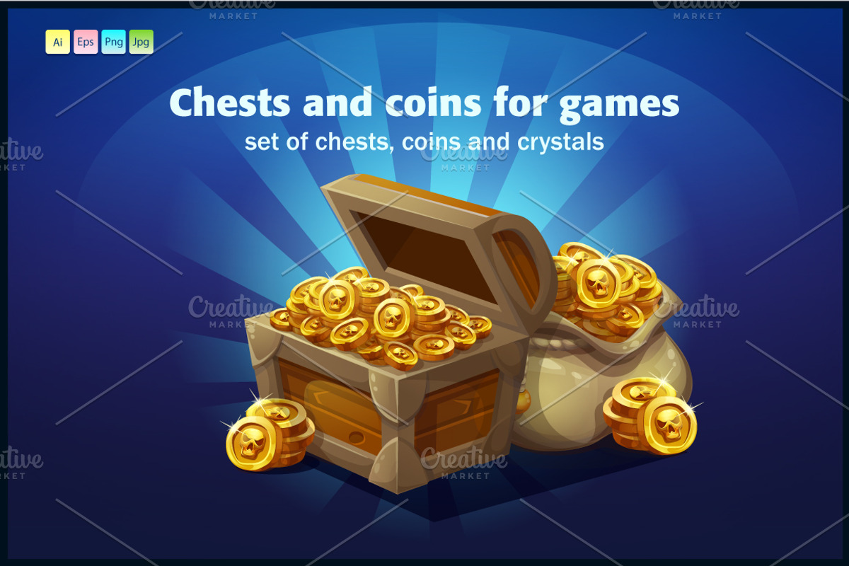 Set of wooden chests, coins, crystal, a Finance Illustration by Nearbirds (Photo 1 of 4)