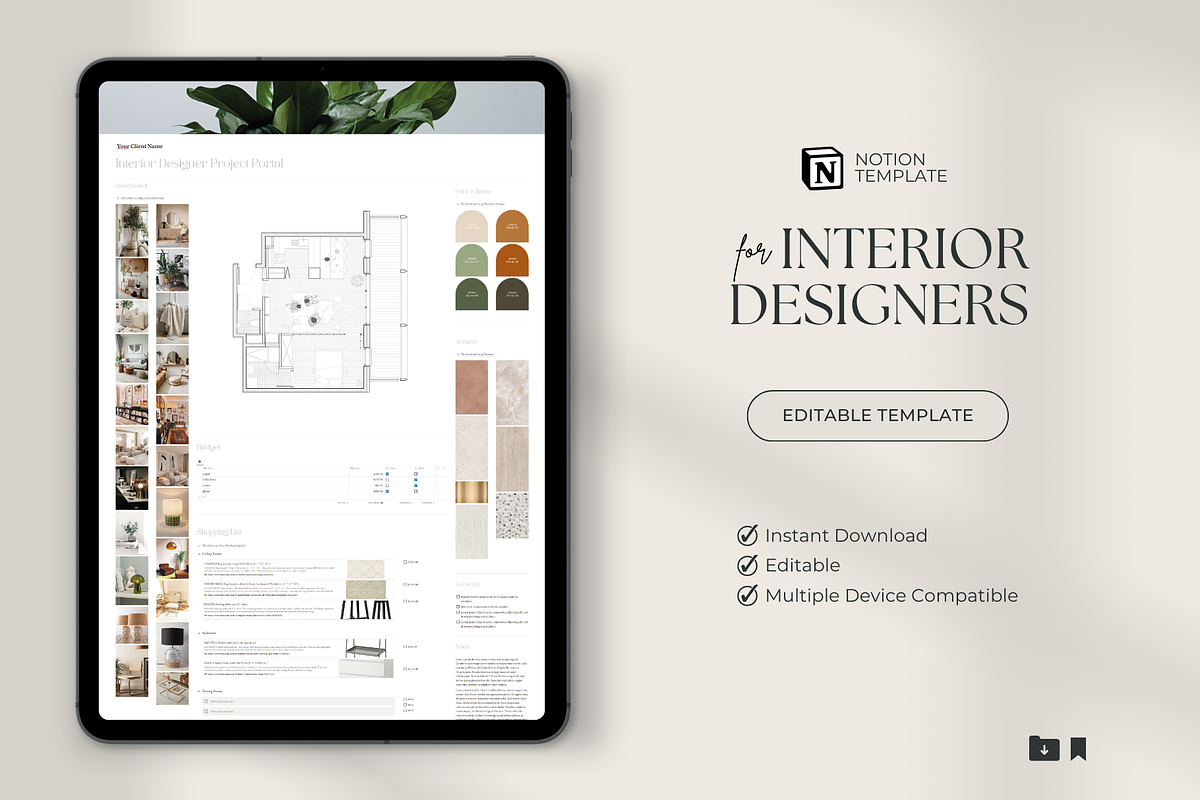 Interior Designer Notion Template, a Presentation Template by ...