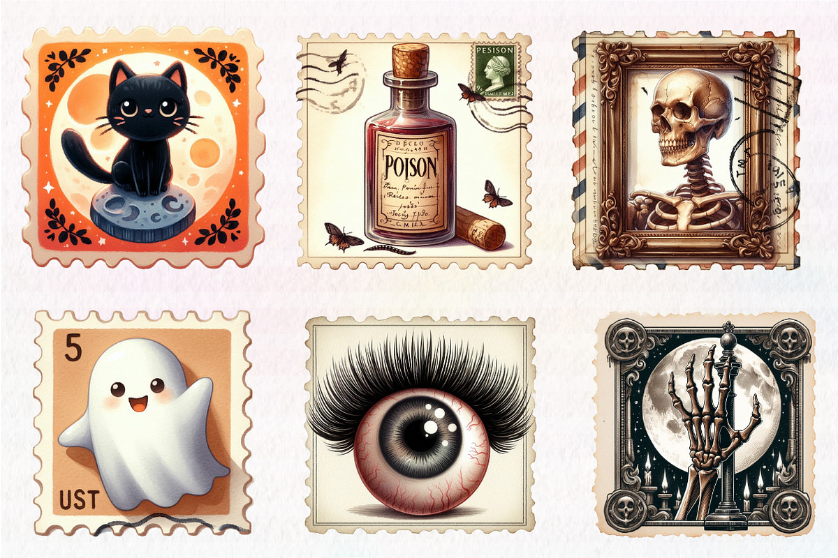 Halloween Postage Stamp Sublimation, an Illustration by CreationArt (Photo 3 of 5)