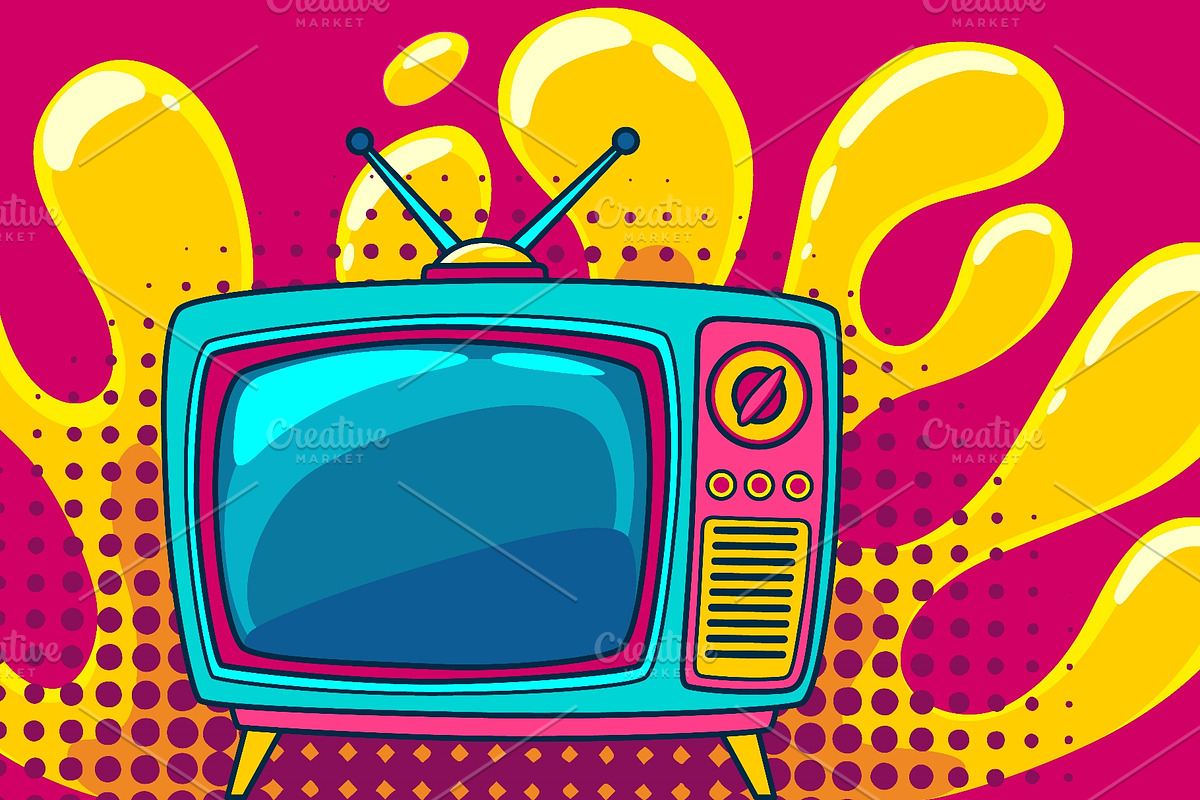 Comic retro tv on halftone and, an Object Illustration by Things for designers (Photo 2 of 3)