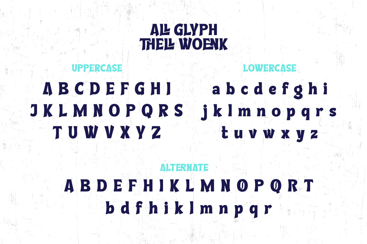 Thellwoenk - Quirky Display Font, a Sans Serif Font by twinstd (Photo 9 of 10)