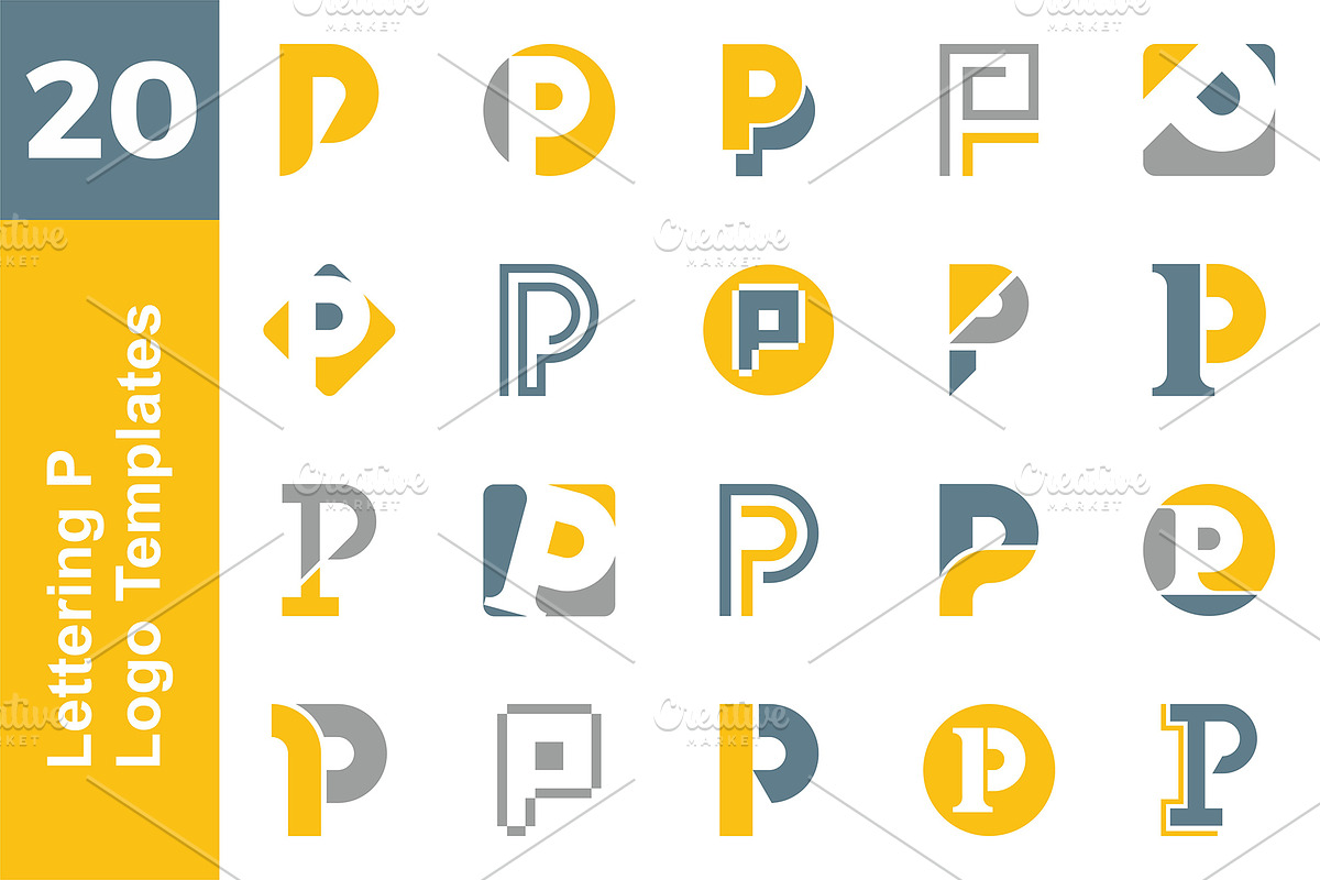 20 Logo Lettering P Template Bundle, a Branding & Logo Template by Acongraphic (Photo 1 of 21)