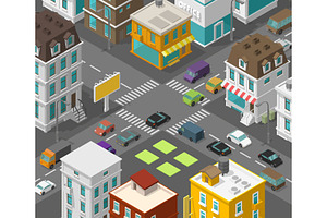 Isometric City. Town District Street