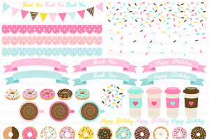 Yummy Donut Clipart Pattern Set