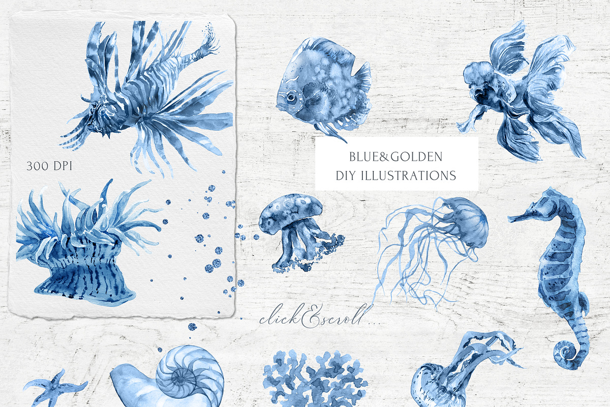 INTO THE DEEP Watercolor Collection, an Illustration by Cat In Colour (Photo 7 of 8)