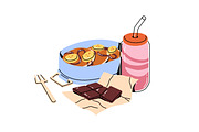 Lunchbox with food, drinks set, a Food Illustration by PaperTrident (Thumbnail 7 of 15)