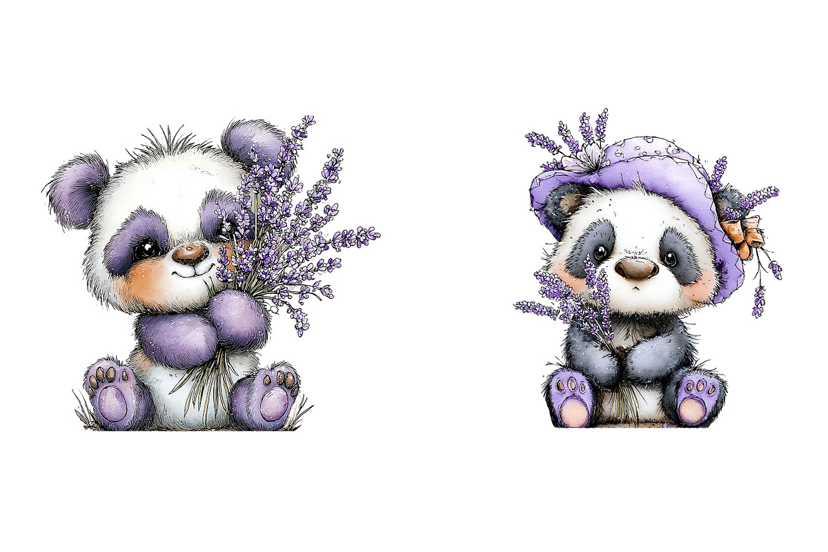 Whimsical spring panda clipart, an Illustration by SinaCreation (Photo 5 of 11)