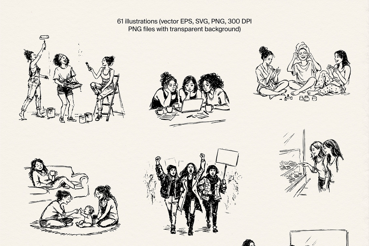 Women's Friendship: Vector Line Art, a Person Illustration by divanovskaya_nv (Photo 6 of 15)