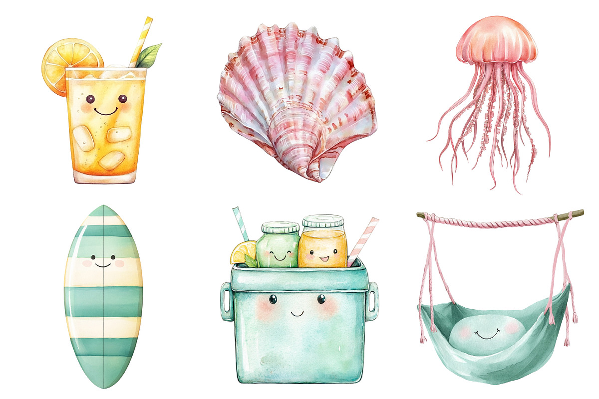 Cute Summer Clipart, a Seasonal Illustration by CitraGraphics (Photo 5 of 7)