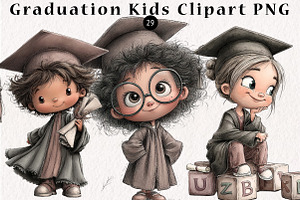 Graduation Kids Clipart PNG, a Seasonal Illustration by CreationArt