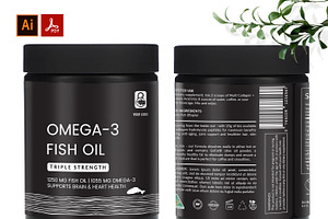 Black Omega Fish Oil Label Template