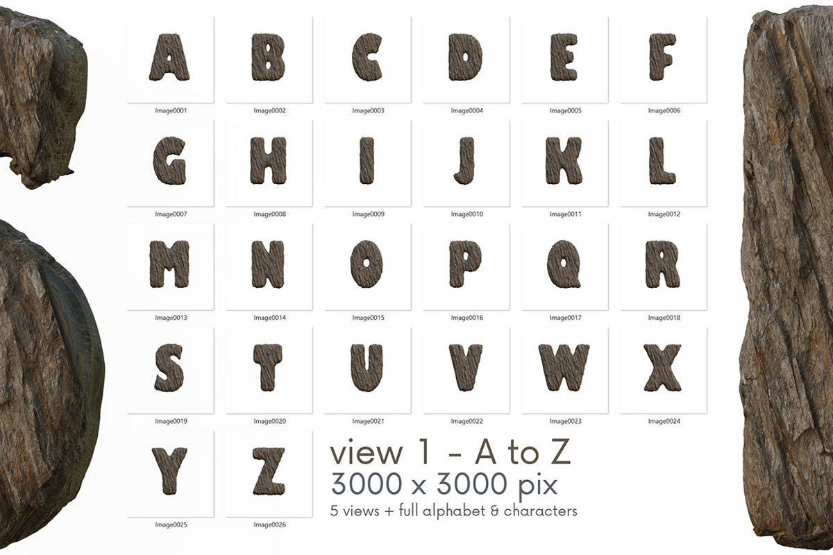 Woody Bark - 3D Lettering, an Object Graphic by MIIM