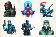 Cyberpunk Characters Clipart, an Illustration by DreamArtGraphic (Thumbnail 4 of 4)